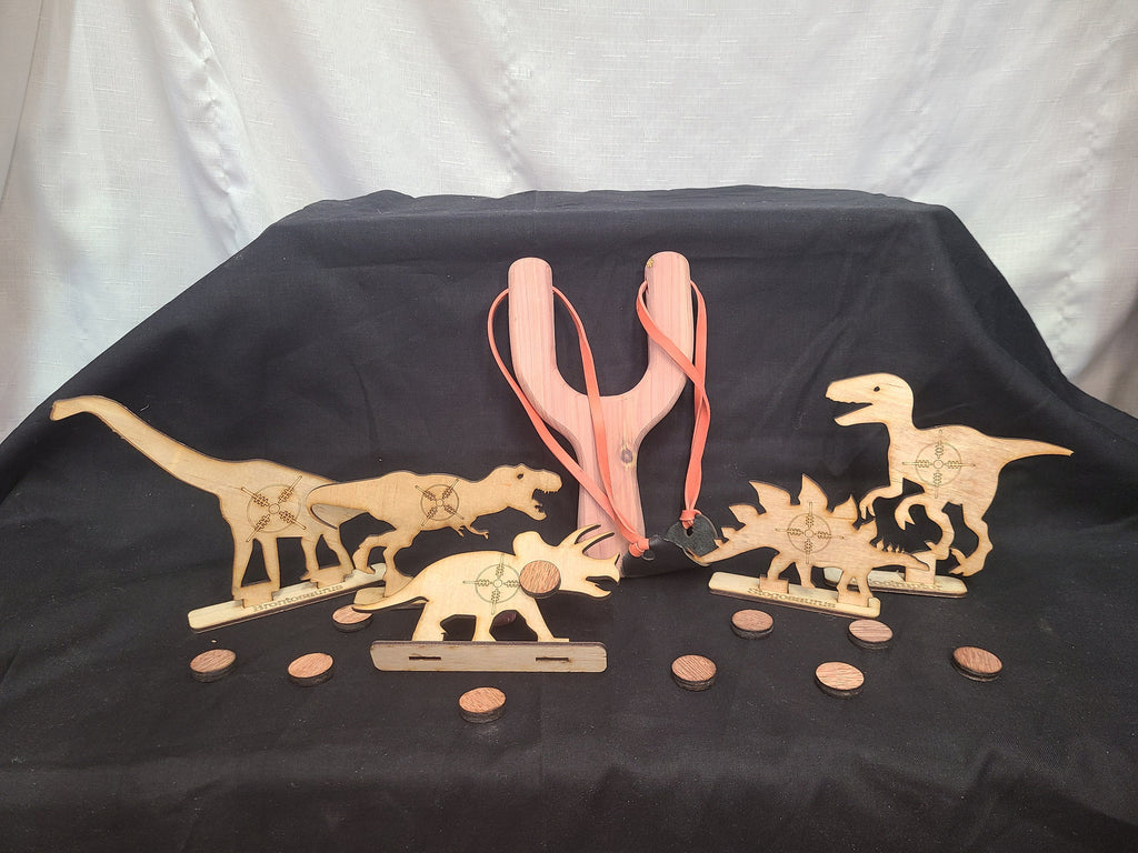 Personized Old School Hand Made Wooden Cedar Slingshot/Catapult with Targets