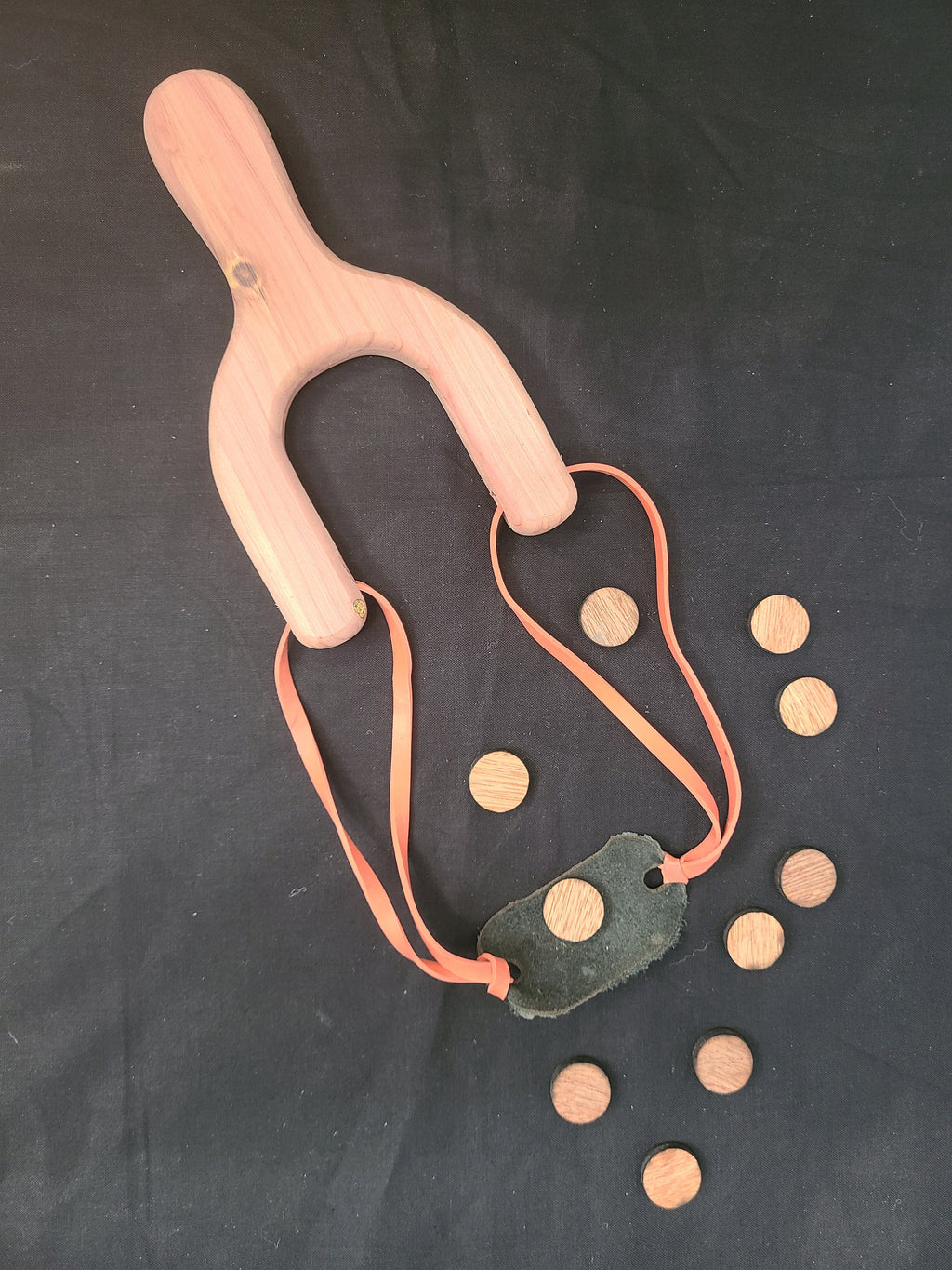 Personized Old School Hand Made Wooden Cedar Slingshot/Catapult with Targets