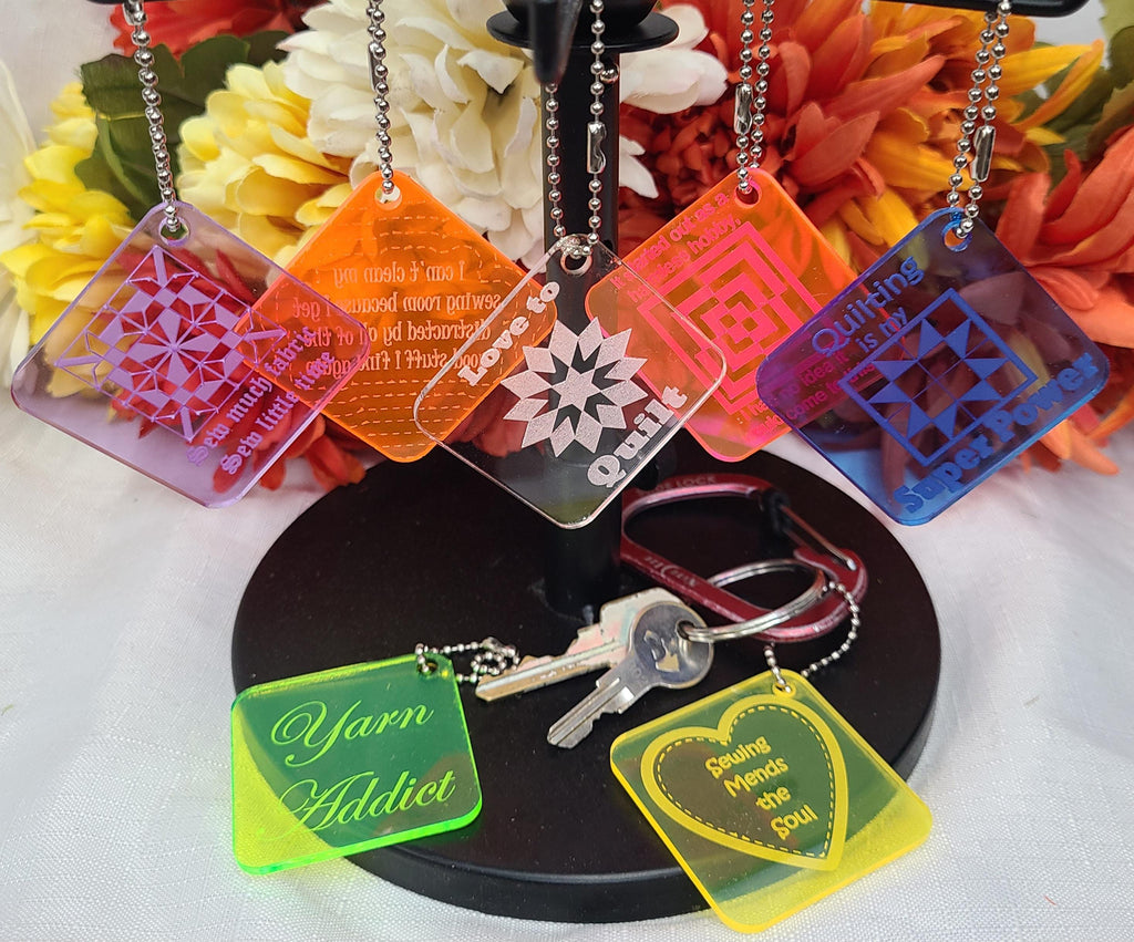 Personalizable Neon Keychain Crafting Quotes