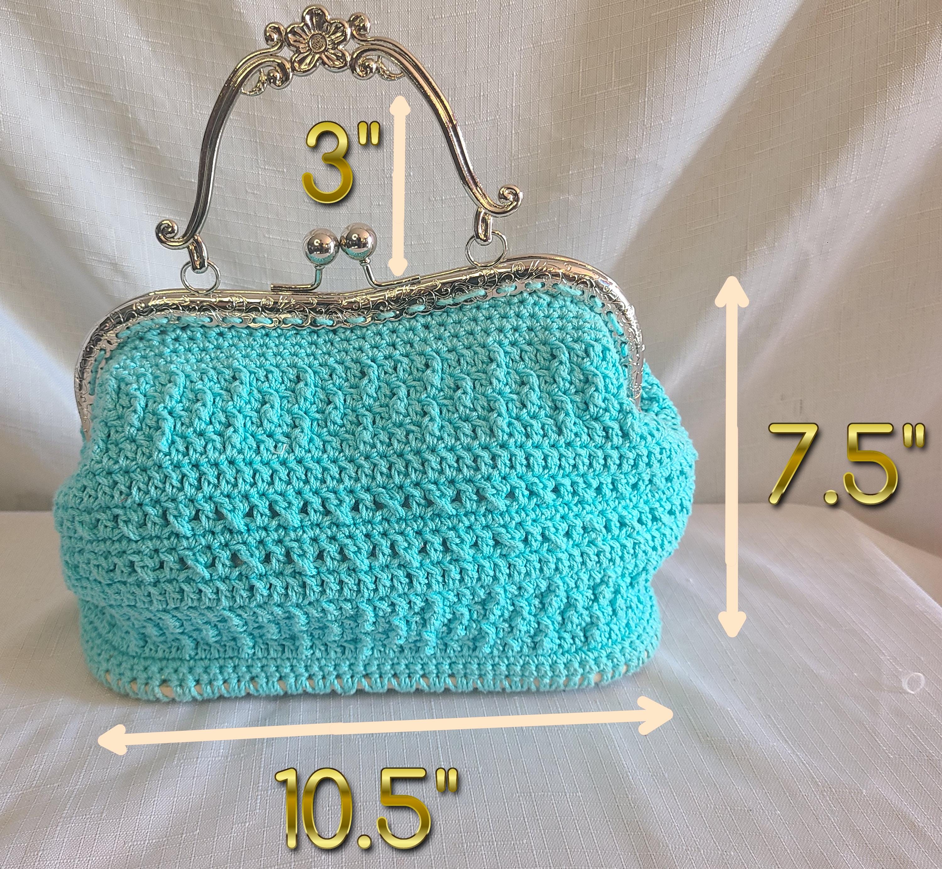 Crochet Leather bottom Hand Bag Purse