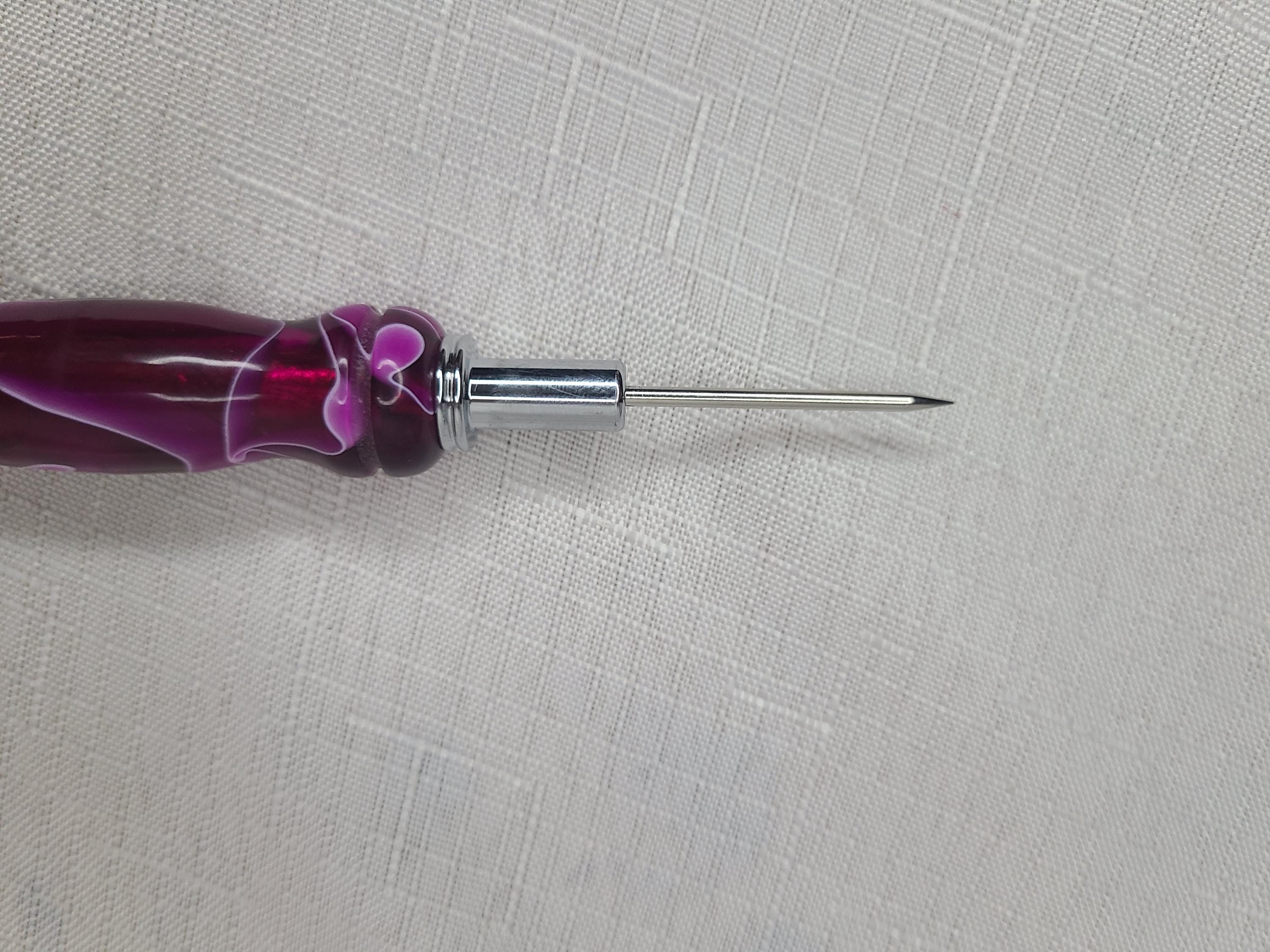 Acrylic Colorful Double Ended two size Seam Ripper, Needle Threader, Stiletto Hand Turned