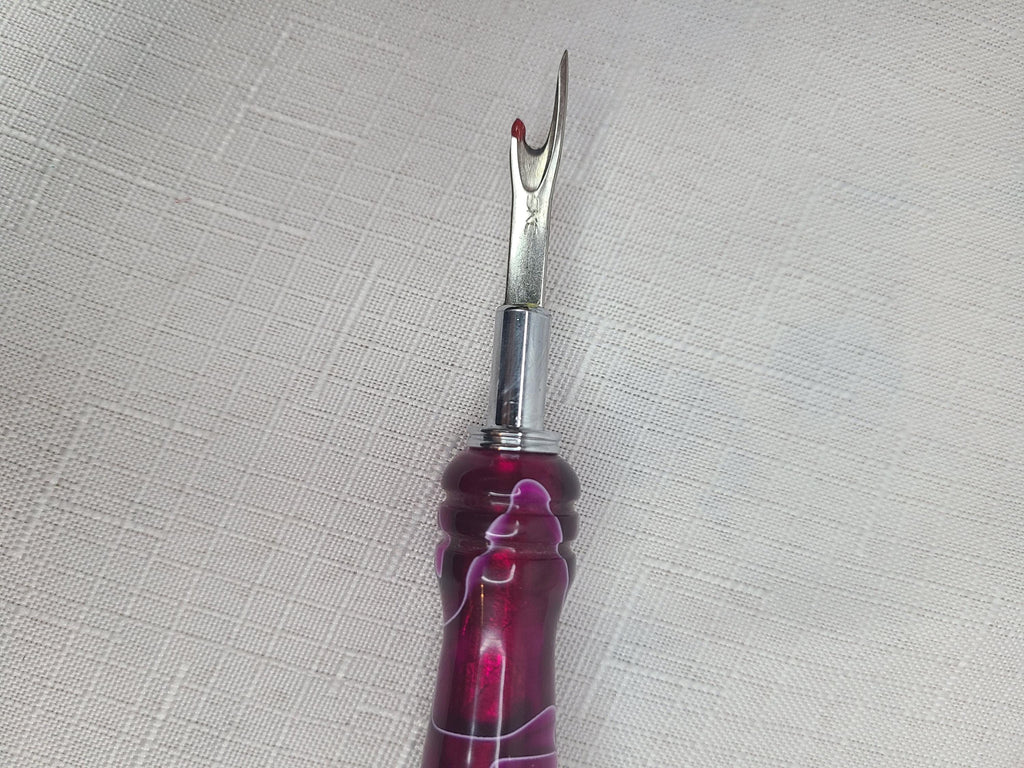 Acrylic Colorful Double Ended two size Seam Ripper, Needle Threader, Stiletto Hand Turned