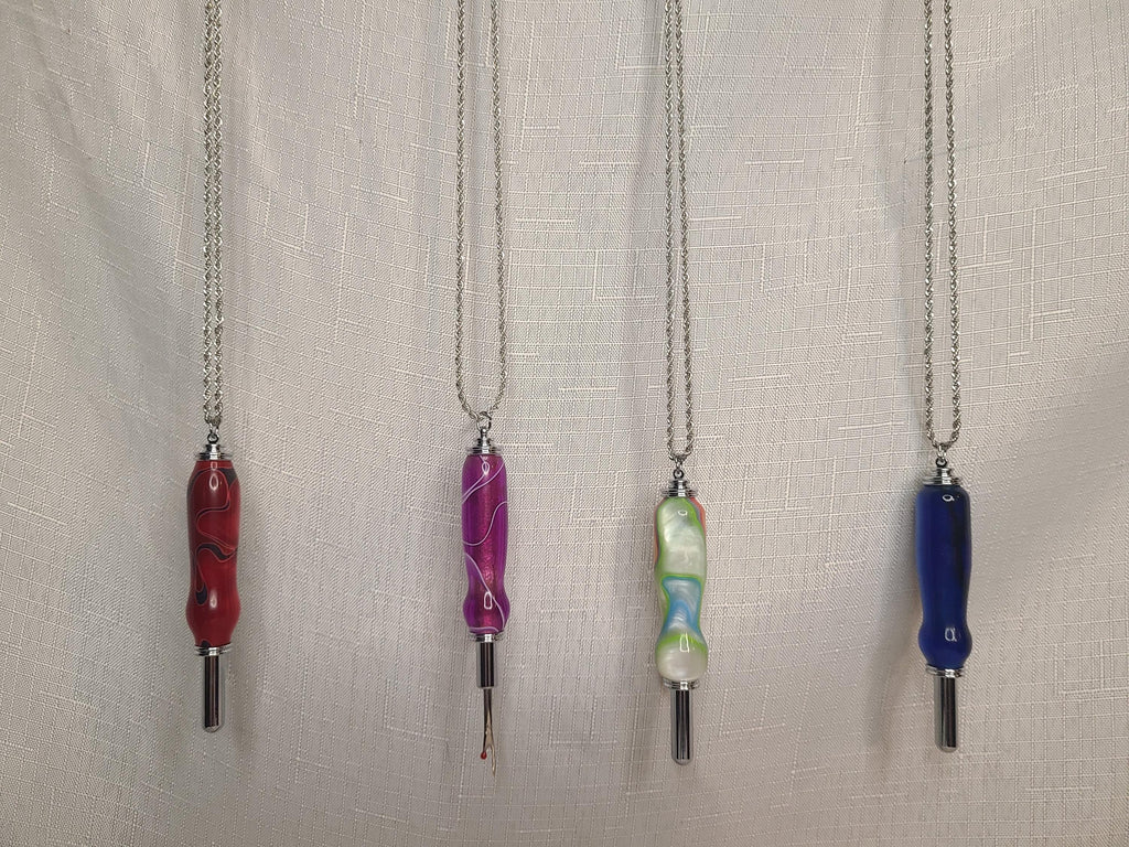 Necklace: Small or Large Seam Ripper, Needle Threader, or Stiletto, Hand Turned
