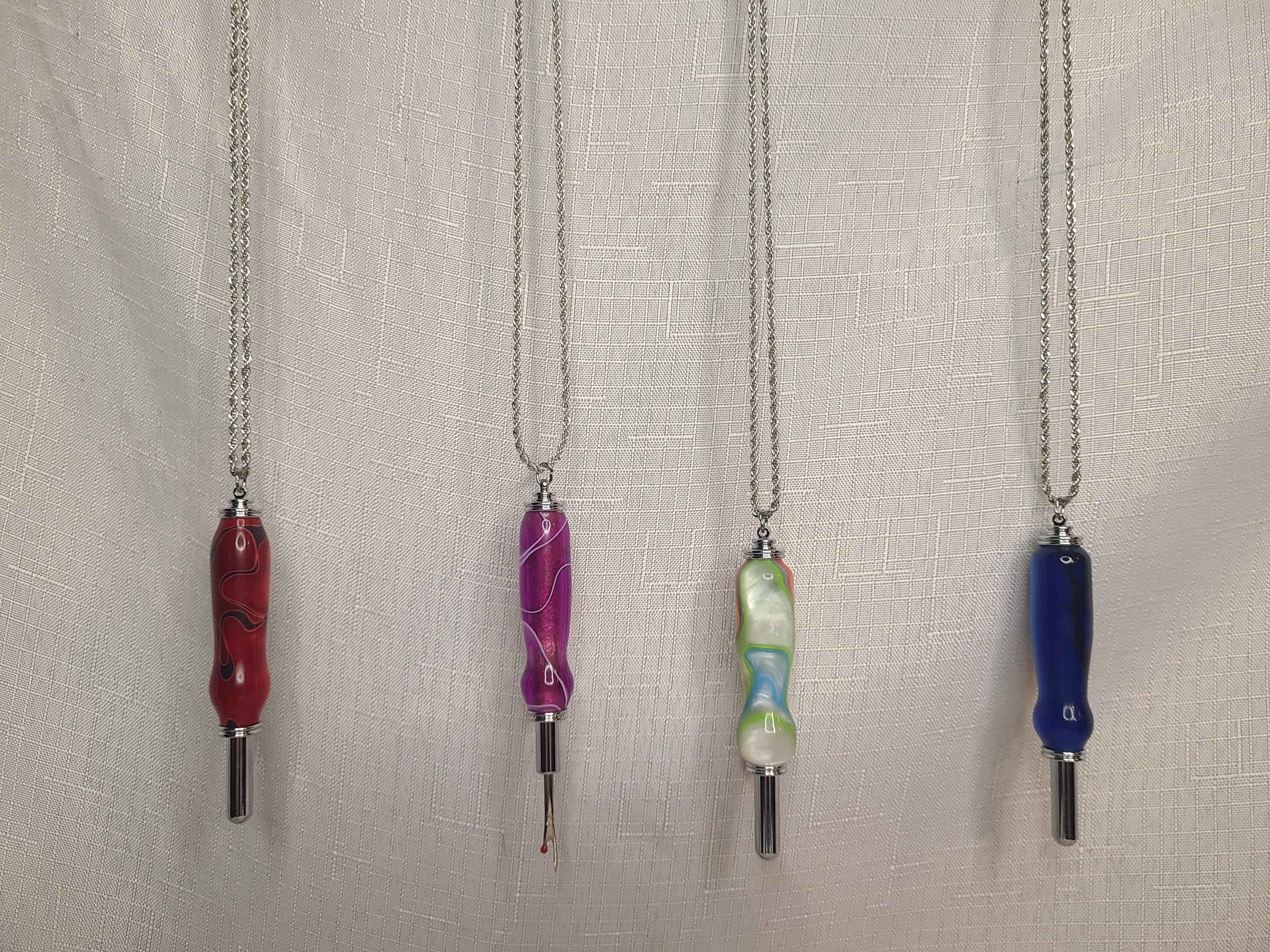 Necklace: Small or Large Seam Ripper, Needle Threader, or Stiletto, Hand Turned
