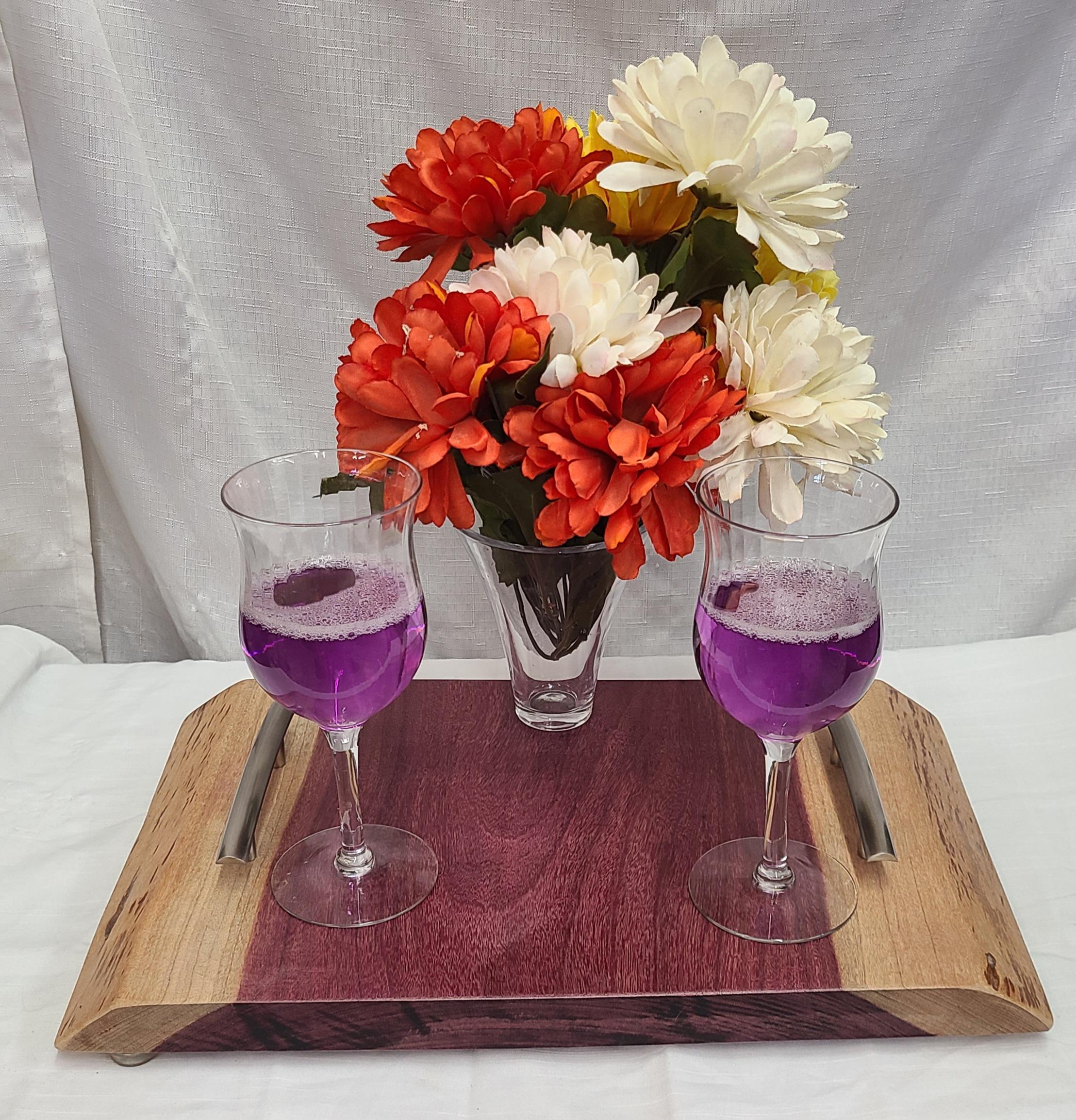 Live edge Purple Heart wooden Serving Tray