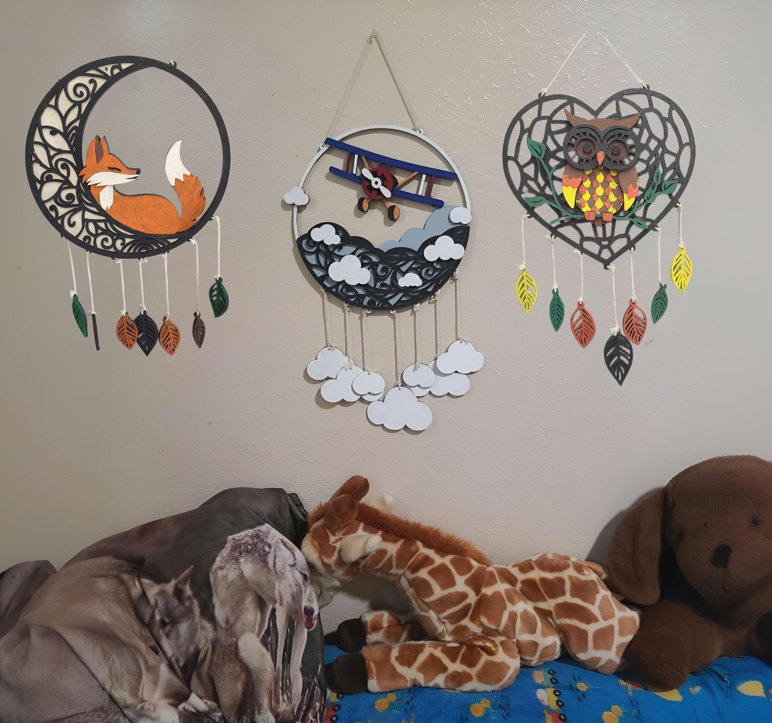 Wooden Dream Catcher Owl, Fox, or Biplane
