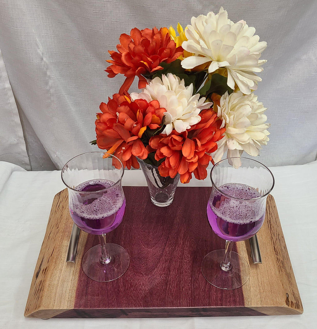 Live edge Purple Heart wooden Serving Tray