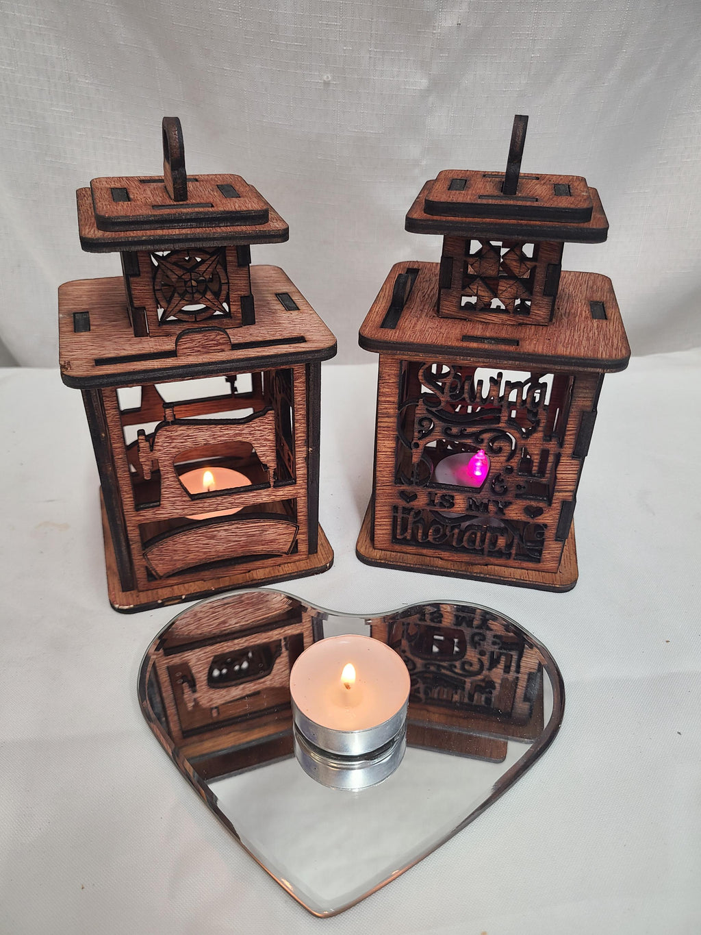 Personalized Tea Light Lantern Quilting Themed