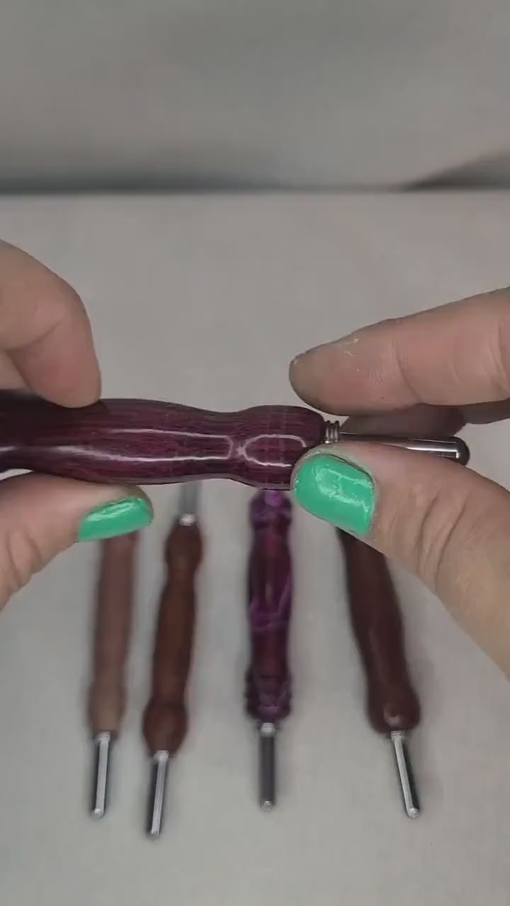 Wooden Double Ended  two size Seam Ripper, Needle Threader, Stiletto Hand Turned